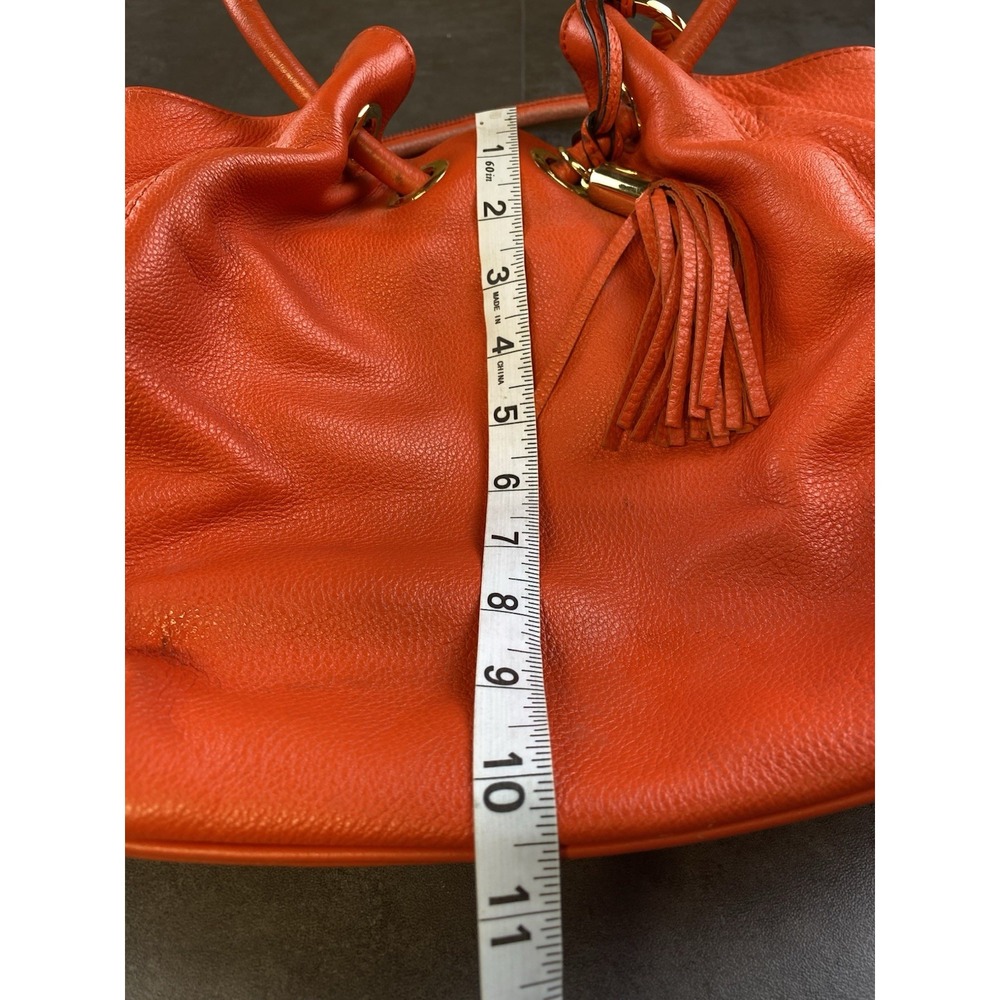 Michael Kors Orange Leather Hobo Shoulder Bag w/ Charm-See Description - Picture 12 of 14
